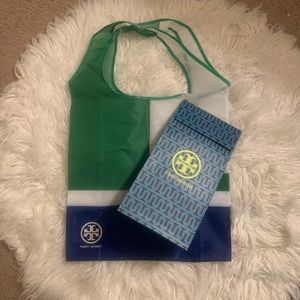 Tory Burch bundle of a nylon tote bag and a gift bag